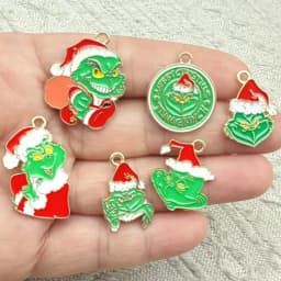 10pcs Cartoon Christmas Anime Charms for Jewelry Making Enamel Earring Phone Pendant Diy Accessories Alloy Metal Plated