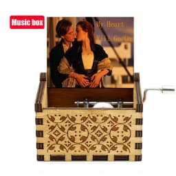 Hotsale 58 styles Anime Antique carved Wooden Hand Crank Music Box figure Christmas Birthday Gift Home Decoration