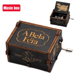 Hotsale 58 styles Anime Antique carved Wooden Hand Crank Music Box figure Christmas Birthday Gift Home Decoration
