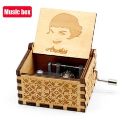 Hotsale 58 styles Anime Antique carved Wooden Hand Crank Music Box figure Christmas Birthday Gift Home Decoration