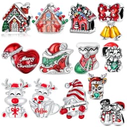 925 Sterling Silver Santa Claus Charms Bead Christmas House Dangle Pendant Fit Bangle Bracelet Necklace DIY Jewelry