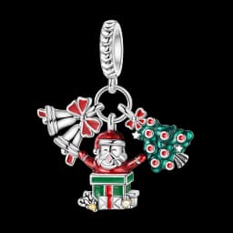 925 Sterling Silver Santa Claus Charms Bead Christmas House Dangle Pendant Fit Bangle Bracelet Necklace DIY Jewelry
