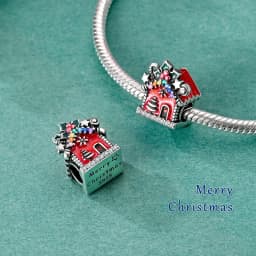 925 Sterling Silver Santa Claus Charms Bead Christmas House Dangle Pendant Fit Bangle Bracelet Necklace DIY Jewelry