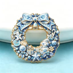 Wuli&baby Christmas Wreath Brooches For Women Unisex 2-color Cute Snowman Bowknot Flowers Circle Brooch Pins New Year Gifts