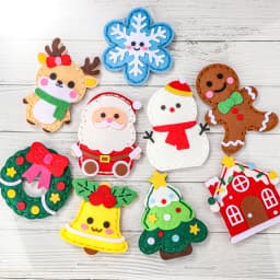 9-Piece DIY Christmas Sewing Material Pack for Beginners; Easy to Make Christmas Tree Ornaments Including Gingerbread Man, Reind