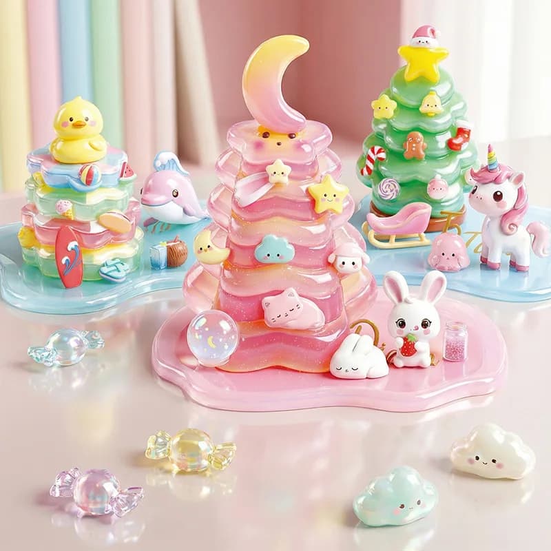 Cute Corner Relief Stickers Stacking Ornaments Christmas Tree 3d Decor Diy Anime Peripheral  Handmade Crafts Toys Surprise Gifts