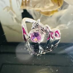 Game Honkai: Star Rail Castorice Cosplay Adjustable Ring Purple Zircon Finger Rings Adult Christmas Party Prop