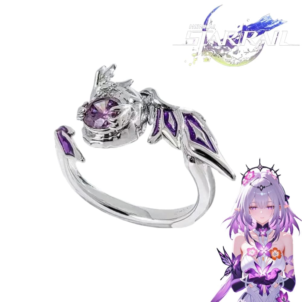 Game Honkai: Star Rail Castorice Cosplay Adjustable Ring Purple Zircon Finger Rings Adult Christmas Party Prop