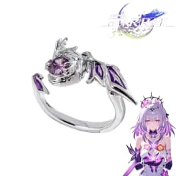 Game Honkai: Star Rail Castorice Cosplay Adjustable Ring Purple Zircon Finger Rings Adult Christmas Party Prop
