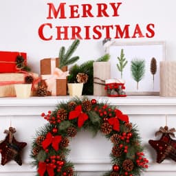 50Pcs Christmas Artificial Pine Branches Red Berry Stems Pine Cones Pine Needles for DIY Craft Garland Wreath Xmas Home Decor