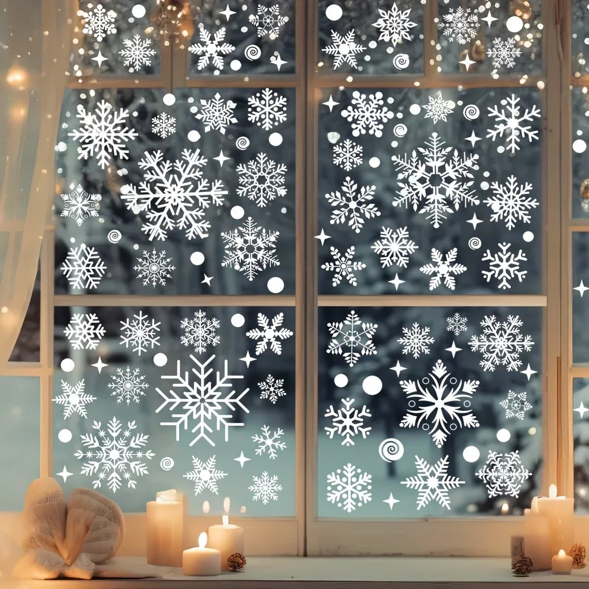 137 Christmas Snowflake Window Flowers - PVC Electrostatic Stickers for Glass - Reusable Winter Decorative Stickers