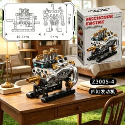 V8 Engine, MOC Mini Engine,8-Cylinder Turbocharged Engine, Building Mechanical Set for Interactive Assembly Toys, Christmas Gift