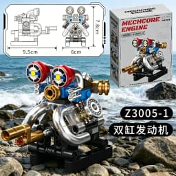 V8 Engine, MOC Mini Engine,8-Cylinder Turbocharged Engine, Building Mechanical Set for Interactive Assembly Toys, Christmas Gift
