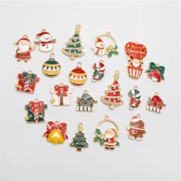 10/15/20Pcs Enamel Christmas Charms Metal Snowman Santa Christmas Tree Pendant for Necklace Bracelet Making Jewelry DIY Supplies