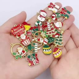 10/15/20Pcs Enamel Christmas Charms Metal Snowman Santa Christmas Tree Pendant for Necklace Bracelet Making Jewelry DIY Supplies