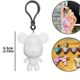 DIY Christmas Decoration Keychain Pendant Set, Liquid Color Paint Bear Design, Perfect Gift for Friends Ideal for Parties