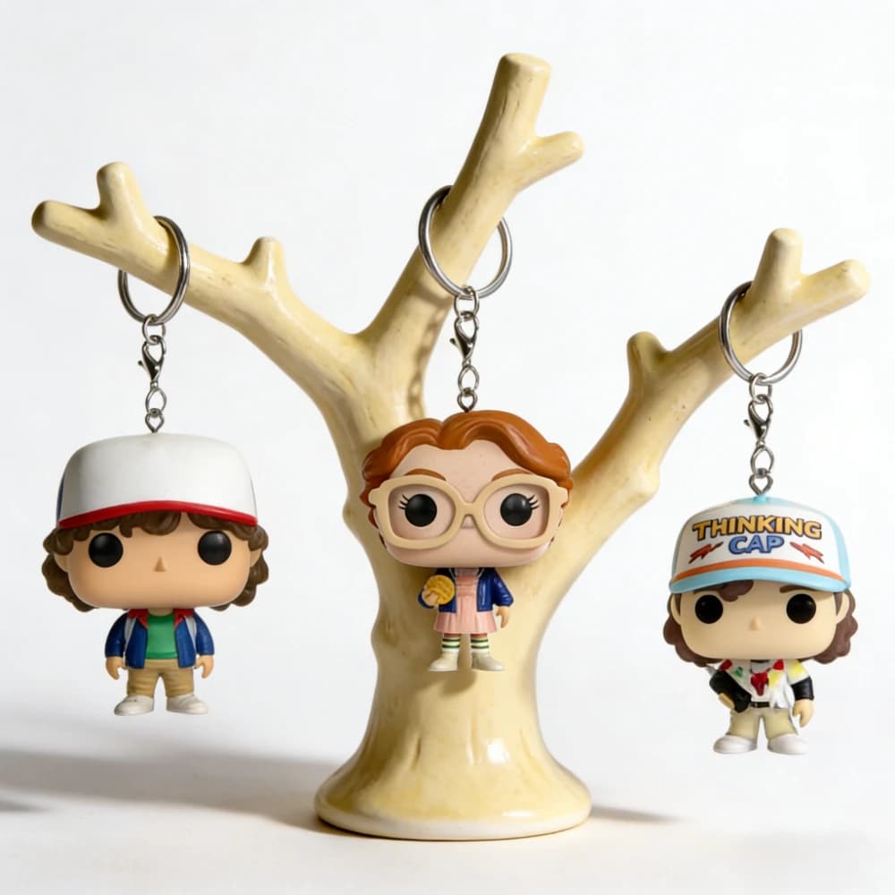 Pocket Keychain Eleven Barb Robin Steve Dustin Vinyl Figure Key Ring Model Toys Christmas Gift