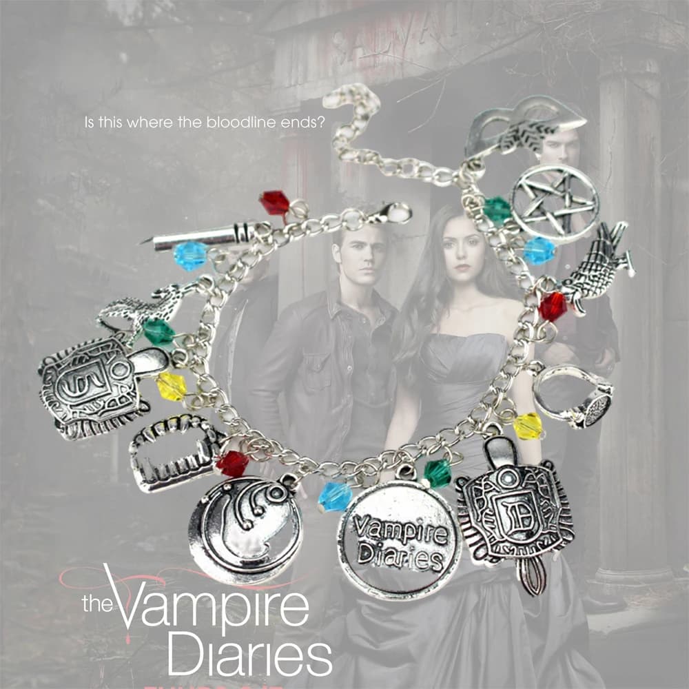 Handmade TV Show The Vampire Diaries Inspired Charm Bracelet lena Stefan Damon Fandom Charms Wristlet For Women Christmas Gifts