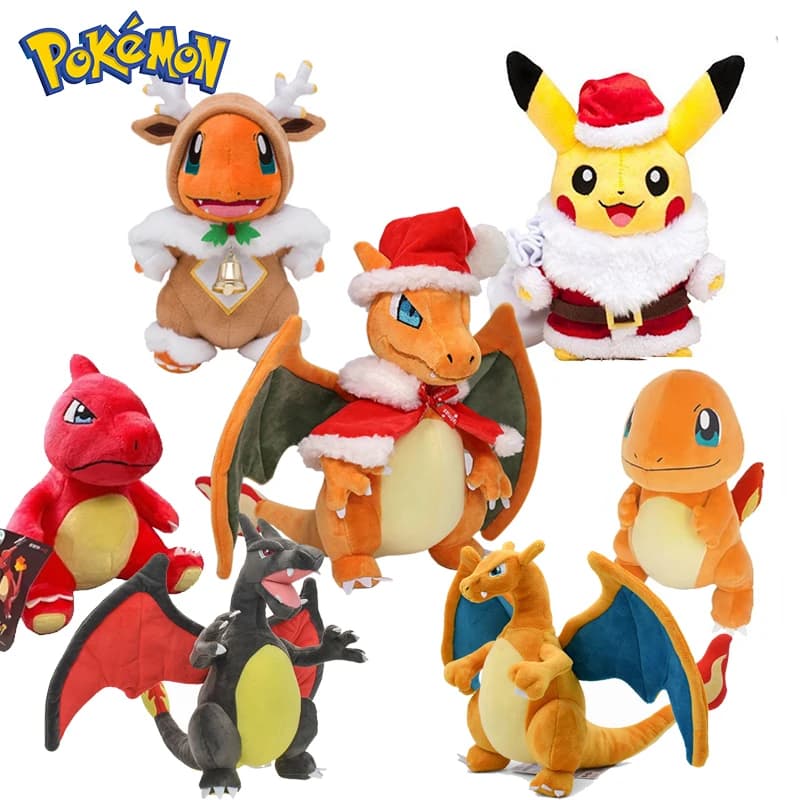 New 11 Inch Pokemon Christmas Series Plush Toys Charizard Charmander Soft Stuffed Peluche Doll Kids Child Xmas Birthday Gifts