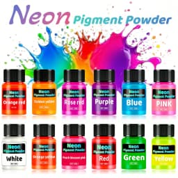 Fluorescent Powder, Fluorescent Mica Pigment, 12 Colors Available, 20ml, Two Sets of 6 Colors Can Be Chosen, Suitable for Epoxy Resin, Candle Coloring, Neon Color Pigments, Ideal for DIY Crafts, Jewelry Making, Christmas Gift Choice