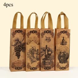 4/8/12 Pieces Vintage Wine Gift Bags for Single Bottle,Non-Woven Wine Bottle Pouch with Handle for Wedding PartyFavors Christmas