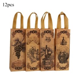 4/8/12 Pieces Vintage Wine Gift Bags for Single Bottle,Non-Woven Wine Bottle Pouch with Handle for Wedding PartyFavors Christmas