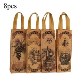 4/8/12 Pieces Vintage Wine Gift Bags for Single Bottle,Non-Woven Wine Bottle Pouch with Handle for Wedding PartyFavors Christmas