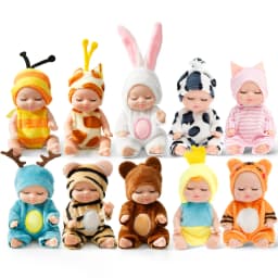 6-12Pcs Mini Baby Dolls Cute Mini Reborn Dolls with Clothes Tiny Baby Dolls Smooth Small Baby Dolls Kid Birthdays Christmas Gift