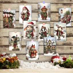 20pcs Christmas-Themed Party Invitations&Postcards,For Winter Holiday Greeting Cards,Home/Office Wall Art Decor,Gift Enclosures