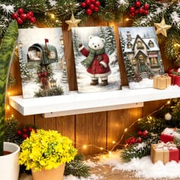 20pcs Christmas-Themed Party Invitations&Postcards,For Winter Holiday Greeting Cards,Home/Office Wall Art Decor,Gift Enclosures