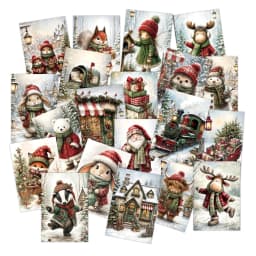 20pcs Christmas-Themed Party Invitations&Postcards,For Winter Holiday Greeting Cards,Home/Office Wall Art Decor,Gift Enclosures