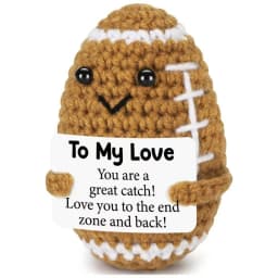 Funny Crochet Positive Toast Emotional Support Crochet Ornaments Handmade Knitted Toast Dolls with Positive Card Christmas Gifts