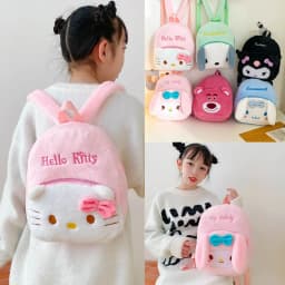 Sanrio Cartoon Lovely Hello Kitty Plush Backpack Cinnamoroll Kuromi Girl Heart Large Capacity My Melody Shoulders Bag Christmas