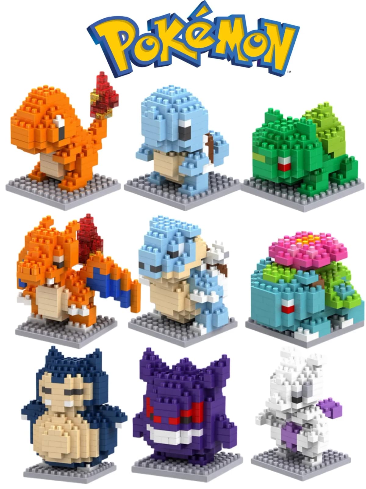 Pokémon Gengar Charmander Snorlax Squirtle Bulbasaur Particle Building Block Toy Mini Desktop Ornament Room Decoration Christmas
