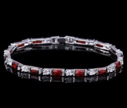CWWZircons Fashion CZ Charm Lovely Red Green Blue Austrian Crystal Tennis Bracelets for Women Christmas New Year Gift CB087