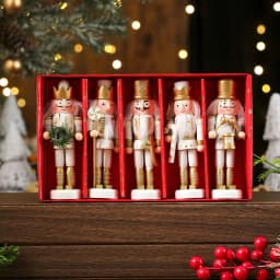 3/4/5PCS Walnut Soldier Christmas Ornaments Pink Red Gold Walnut Soldier Christmas Tree Decorations Xmas Gifts