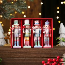 3/4/5PCS Walnut Soldier Christmas Ornaments Pink Red Gold Walnut Soldier Christmas Tree Decorations Xmas Gifts