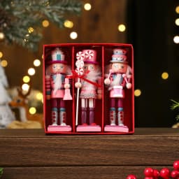3/4/5PCS Walnut Soldier Christmas Ornaments Pink Red Gold Walnut Soldier Christmas Tree Decorations Xmas Gifts