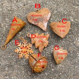 20pcs Rusty Bells for Christmas Vintage Rusty Heart Christmas Tree Shape Decoration Accessories Christmas Party Holiday Bell