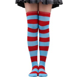 Wide Striped Stockings Women Over Knee High Long Socks Christmas Halloween Cosplay Anime Performance Party Gifts Socks Colorful