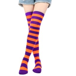 Wide Striped Stockings Women Over Knee High Long Socks Christmas Halloween Cosplay Anime Performance Party Gifts Socks Colorful