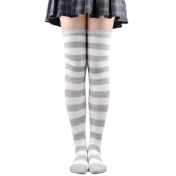 Wide Striped Stockings Women Over Knee High Long Socks Christmas Halloween Cosplay Anime Performance Party Gifts Socks Colorful