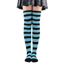 Wide Striped Stockings Women Over Knee High Long Socks Christmas Halloween Cosplay Anime Performance Party Gifts Socks Colorful