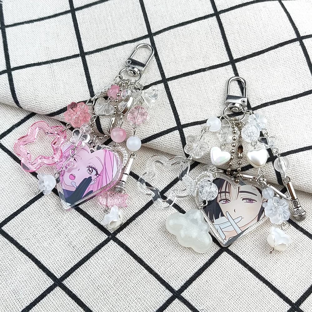 Acrylic Key Chain For Q-Version Heart Ornaments Alien Stage Same Style Mizi And Sua Keychains Accessory Christmas Gifts