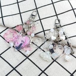 Acrylic Key Chain For Q-Version Heart Ornaments Alien Stage Same Style Mizi And Sua Keychains Accessory Christmas Gifts