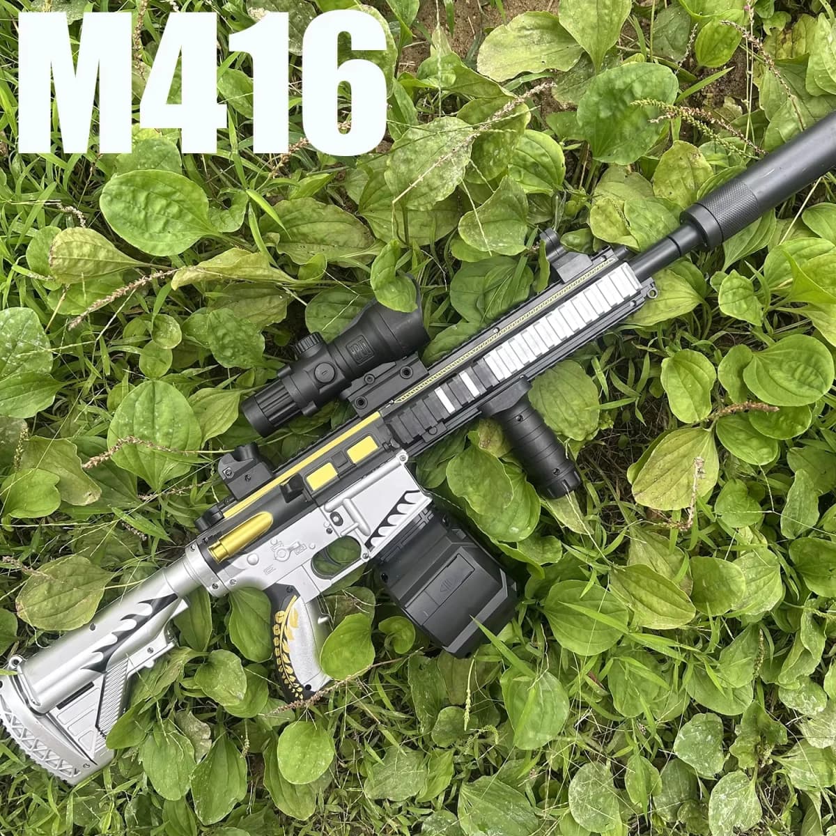 M416 Classic Manual Pull-Up Mode Gel Ball Toy Gun with Elastic Gel for Boys Outdoor Play Holiday Christmas Gift