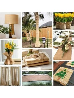 Natural Burlap Jute Sack Linen Cloth Fabric For DIY Hand Work Storage Bags Christmas Home Decoration