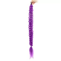 32 Inch Synthetic Purple Braided Wig Shimmering Metallic Kids Christmas Costume Hairpiece -Rumi Collection