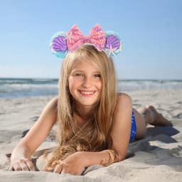 Disney Mermaid Mickey Mouse Ears Headband Christmas Party Hairwear Princess Cosplay Adult/Child Hairs Accessories Birthday Gifts