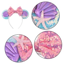Disney Mermaid Mickey Mouse Ears Headband Christmas Party Hairwear Princess Cosplay Adult/Child Hairs Accessories Birthday Gifts